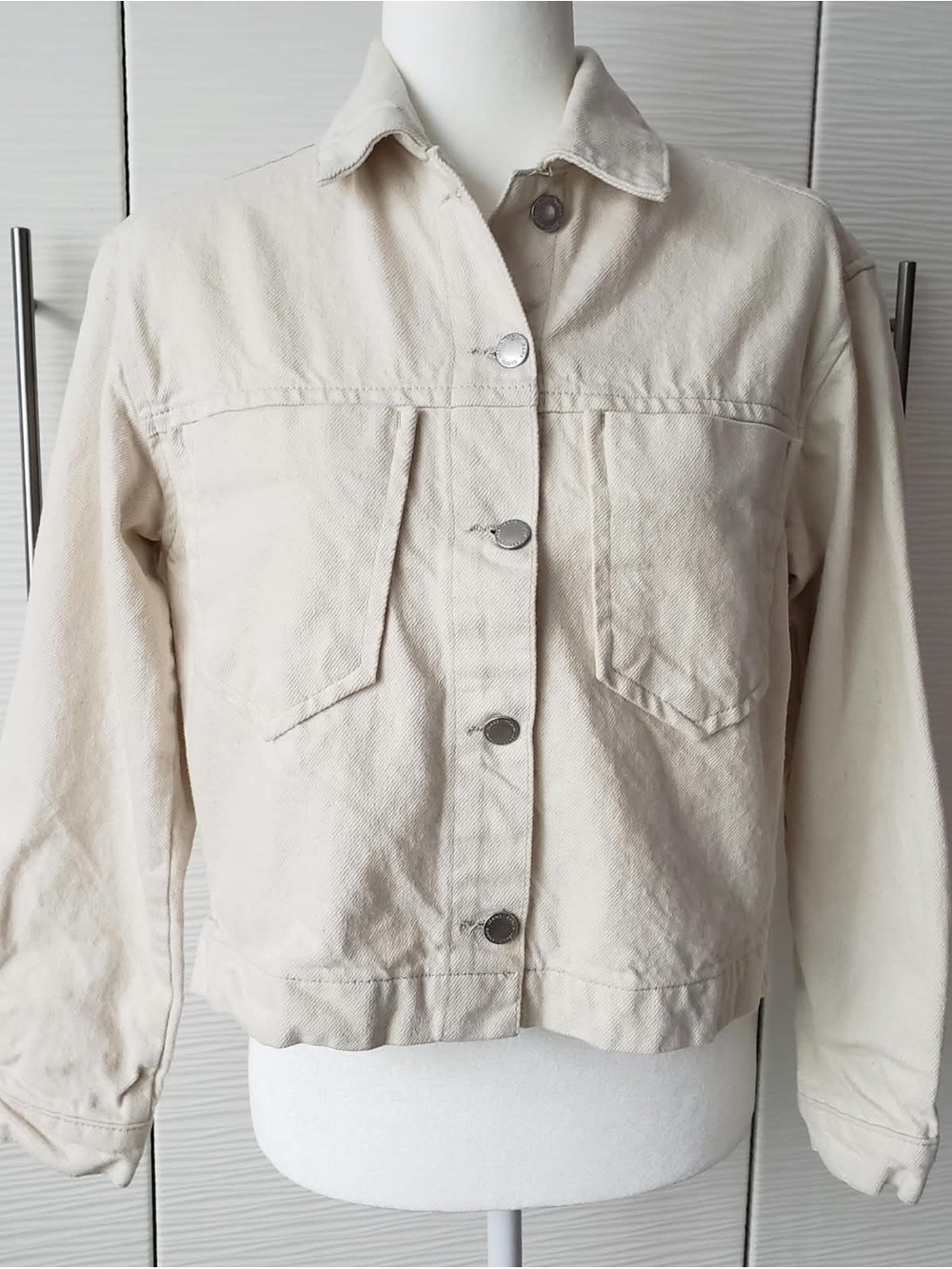 Koton Women's Cream Button-Front Denim Jacket